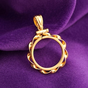 Pingente de Moeda Centenário de 50 Pesos | Moldura com Moldura Banhada a Ouro 14K | Joia Personalizável com Moeda de Ouro e Moldura para Moeda Centenário