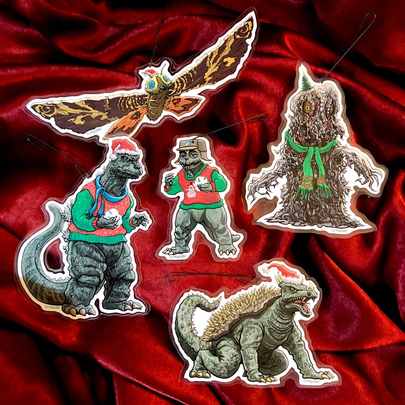 Godzilla MONSTER ISLAND Christmas Ornaments 5 Pack Combo | Etsy