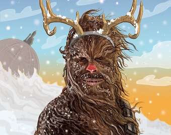 Star Wars Christmas Card Chewbacca the Red Nosed Reindeer