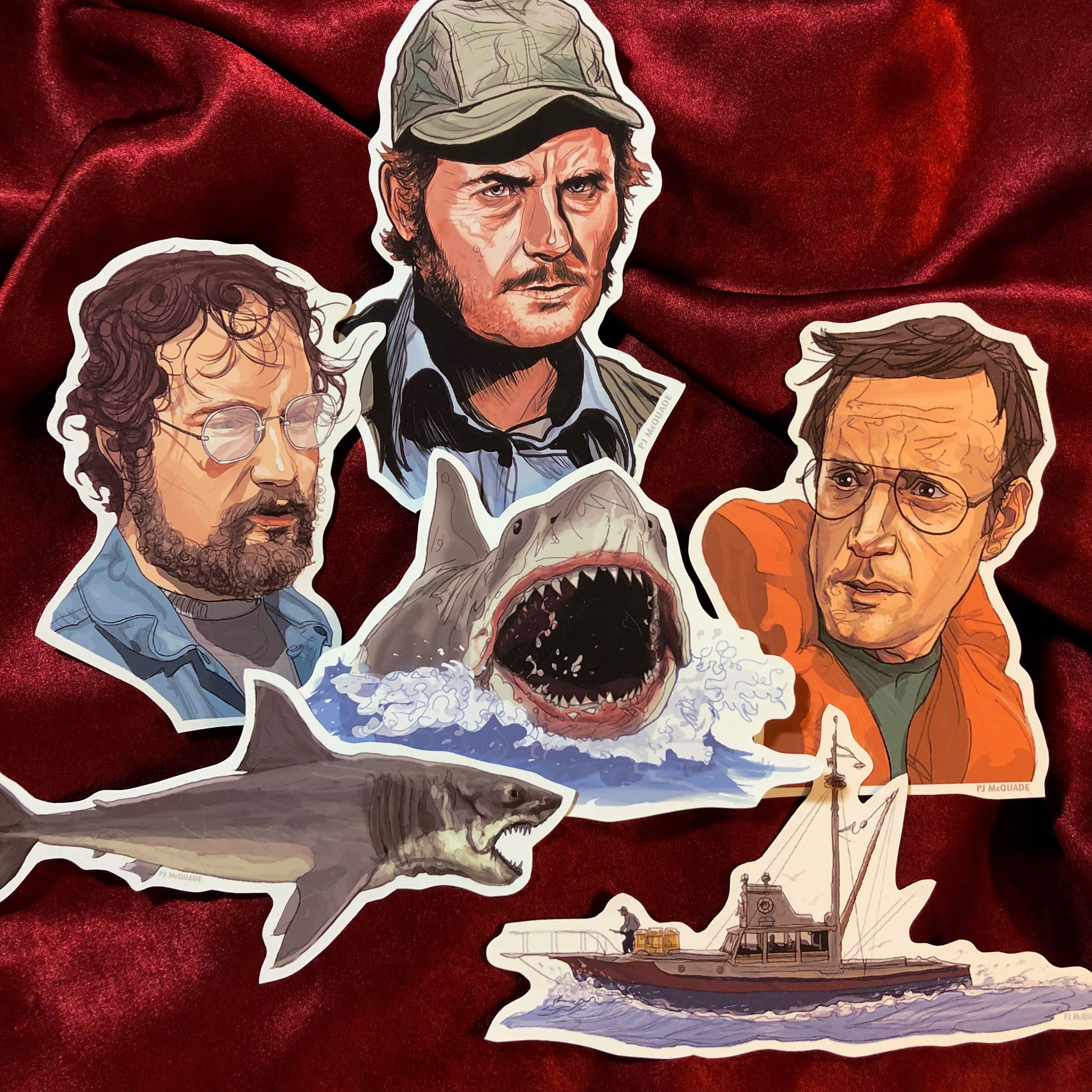 JAWS STICKER SET 6 Pack Free Quint Birthday Card With Every Etsy