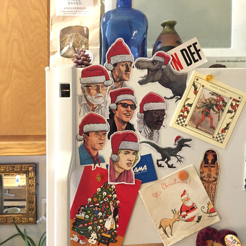 JURASSIC PARK Christmas Fridge Magnet SET!
