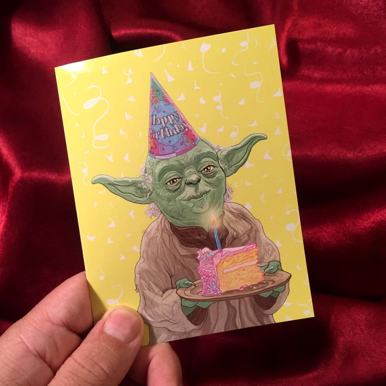 yoda birthday card etsy