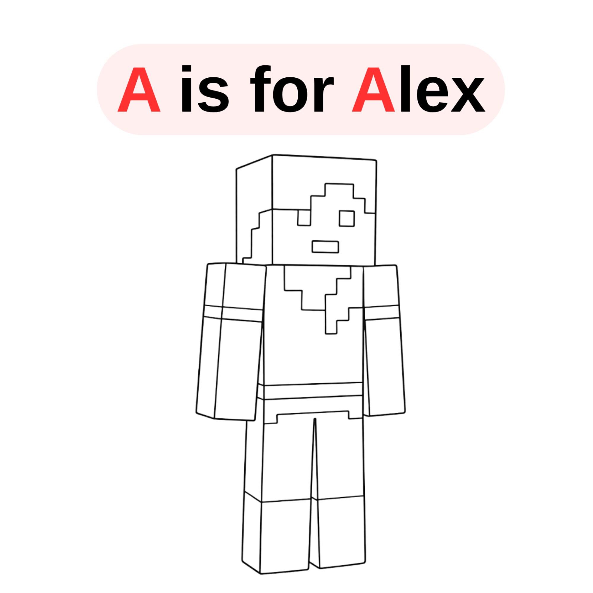 Minecraft ABC Phonics Coloring Book , 26 Digital PDF Pages, Learn ...