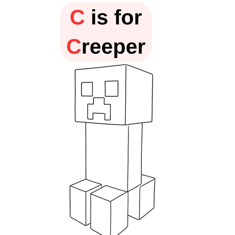 Minecraft Abc Worksheets Minecraft ABC Phonics Coloring Book , 26 Digital PDF Pages, Learn ...