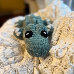 Handmade Crocheted Alligator, Amigurumi Alligator, Alligator Stuffed Animal Plush, Green Alligator, Kid&#39;s Bedroom Alligator, Nursery Decor