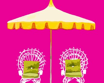 Palm Springs Umbrella and Chairs-Pop Art