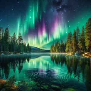 Impressão de natureza escandinava – pôster realista de paisagem nórdica – download digital para decoração aconchegante de casa