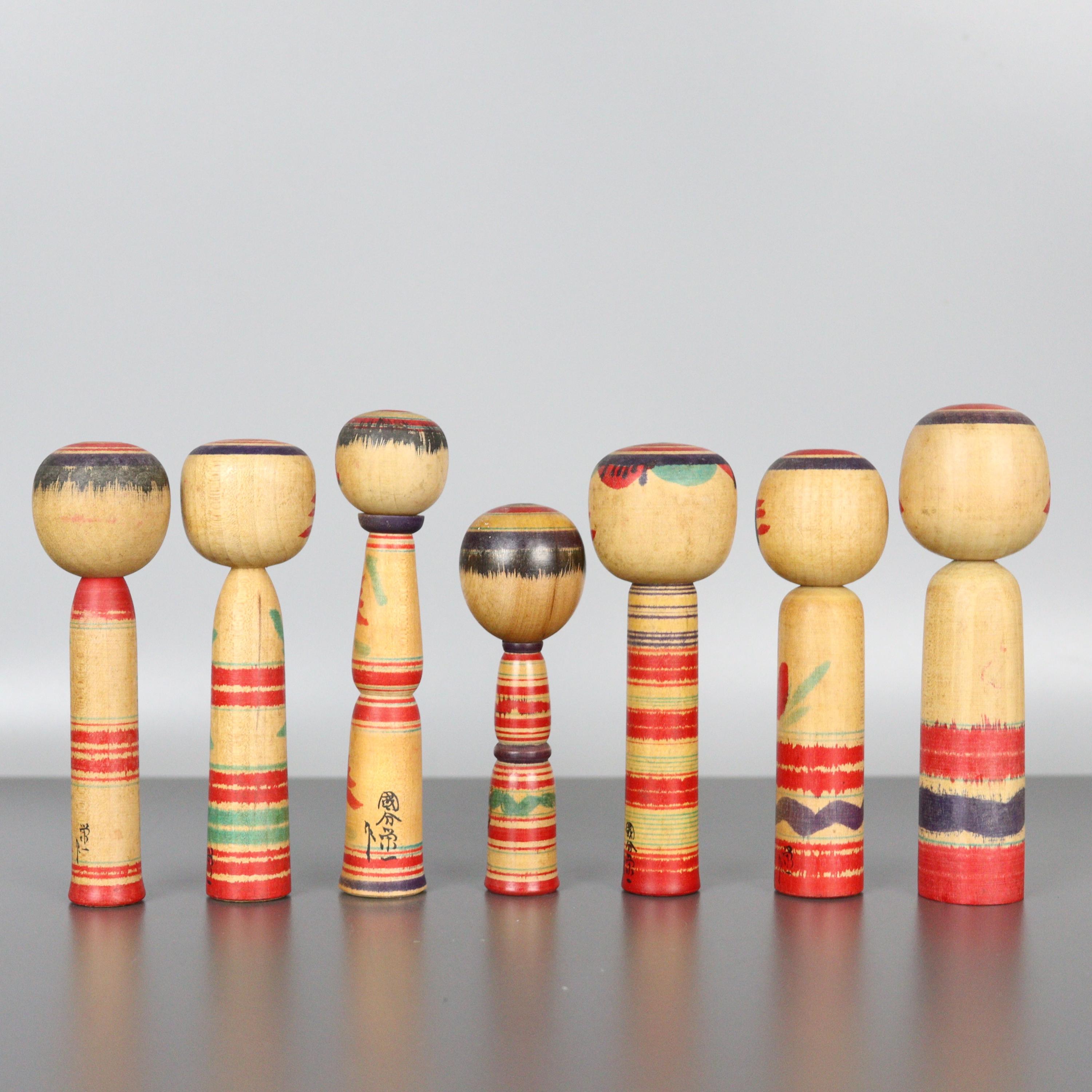 こけし人形7体セット 伝統スタイル ヴィンテージ 日本製 木工品 - Etsy