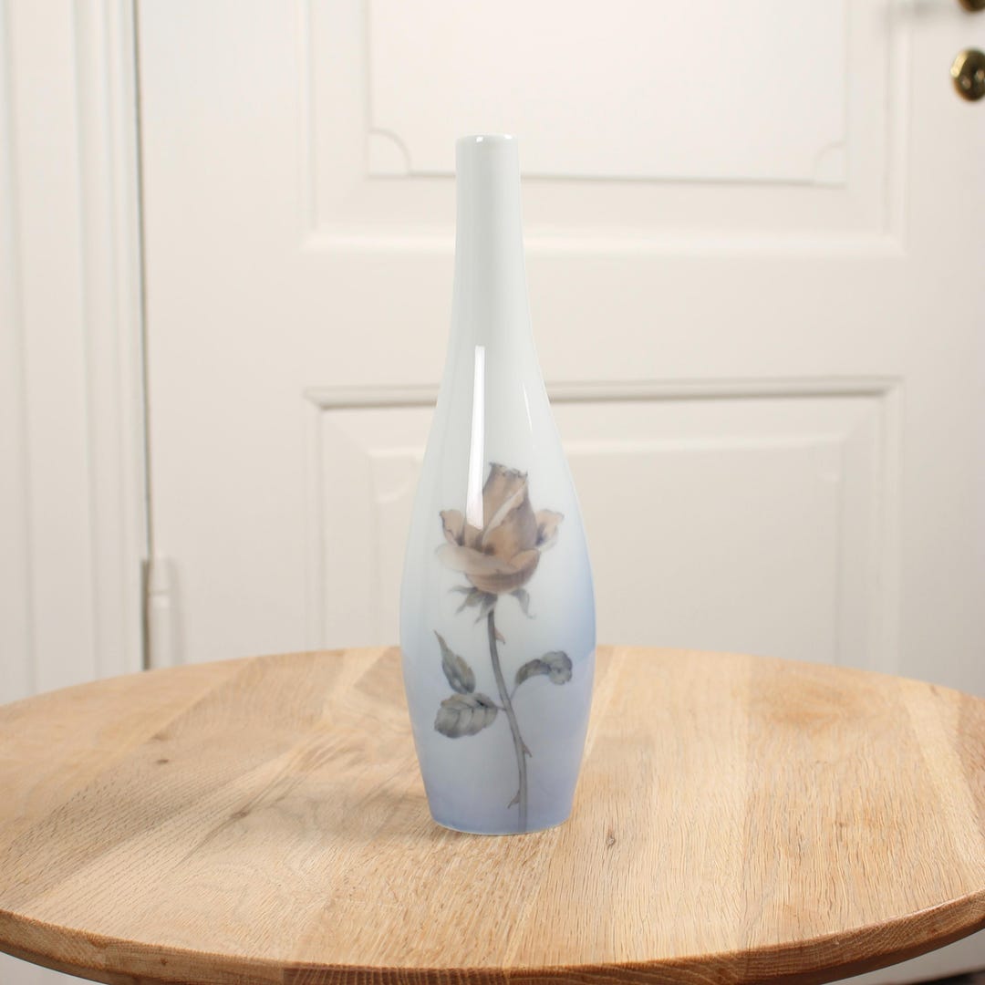 Danish Porcelain Vase With Rose - Etsy