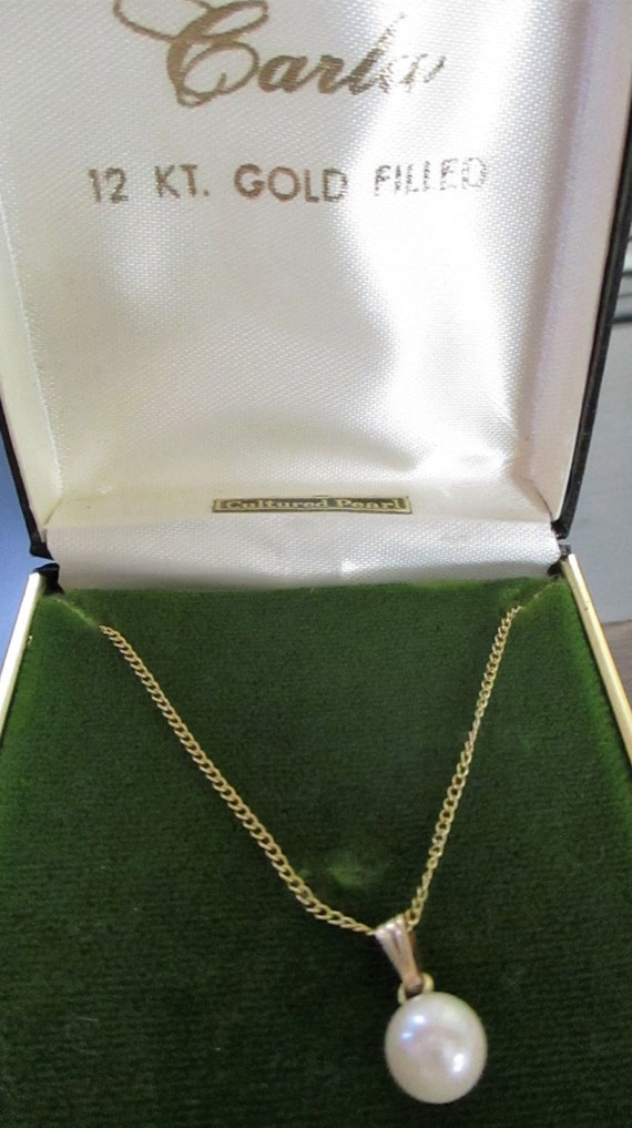 1960s gold filled fine chain neckless with a whit… - image 1