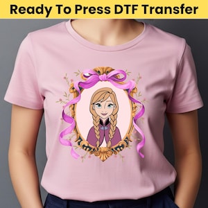 Disney Princesses Anna DTF - Princesses Coquette DTF Transfer - Princess Watercolor Heat Transfer, Disneyland Family Trip Birthday DTF