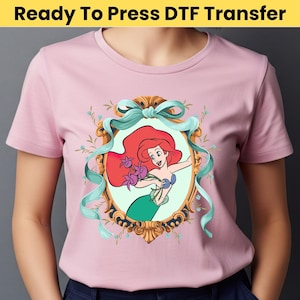 Disney Princesses Ariel DTF - Princesses Coquette DTF Transfer - Princess Watercolor Heat Transfer, Disneyland Family Trip Birthday DTF