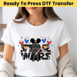 Disney Star Wars Mickey Balloon DTF, Darth Vader DTF, Star Wars Characters DTF Transfer, Star Wars Group Dtf, Disney Star Wars Shirt