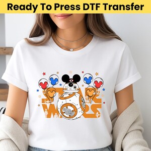 Disney Star Wars Mickey Balloon DTF, BB-8 DTF, Star Wars Characters Dtf Transfer, Star Wars Group Dtf, Disney Star Wars Shirt, Star Wars Dtf
