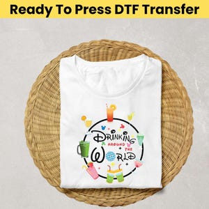 Drinking around the world DTF Transfer - Disneyland Familienreise DTF, Disney Trinktechnik Transfer, Familienreise DTF, Disney Heat Transfer,