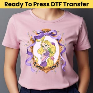 Disney Princesses Rapunzel DTF - Princesses Coquette DTF Transfer - Princess Watercolor Heat Transfer, Disneyland Family Trip Birthday DTF