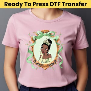 Disney Princesses Tiana DTF - Princesses Coquette DTF Transfer - Princess Watercolor Heat Transfer, Disneyland Family Trip Birthday DTF