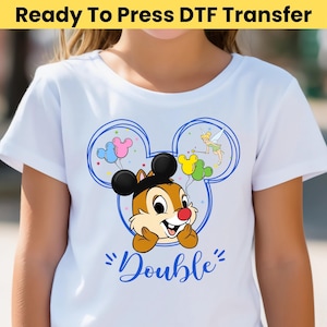 Chip and Dale DTF Transfer, Friends Chip And Dale Double Trouble DTF, Disney Couple Heat Transfers, Chip And Dale Tee, Disney Family Shirts