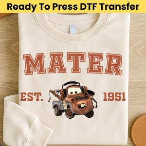 Mater Ready To Press DTF Transfer, Cars Movie Cartoon, DTF Print, T-Shirt Design image 4