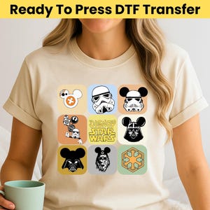 Star Wars Character Dtf Transfer - Disney Star Wars Family Ready To Press, Starwars Dtf Print, Star Wars Gift Dtf, Darth Vader Sweatshirt