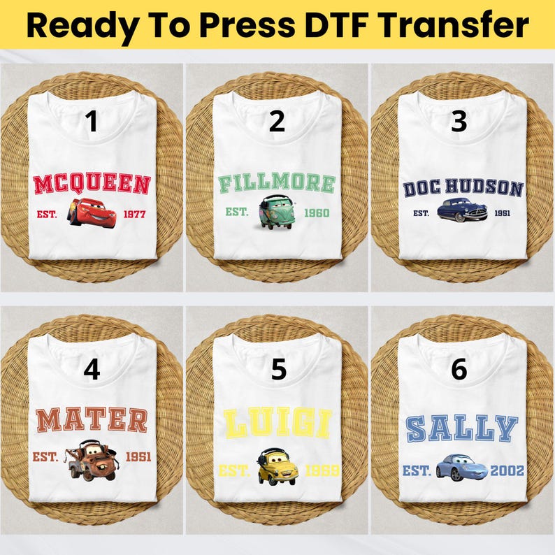 Mater Ready To Press DTF Transfer, Cars Movie Cartoon, DTF Print, T-Shirt Design image 2