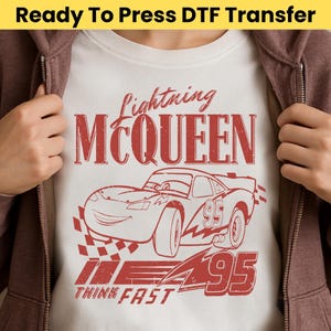 Retro Lightning Mcqueen DTF - Lightning Mcqueen Heat Transfer - Lightning McQueen Ready To Press, Disney Cars Land, Pixar DTF Transfer