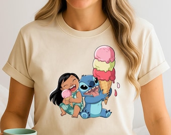 Lilo & Stitch Ice Cream DTF Transfer - Funny Summer Clipart