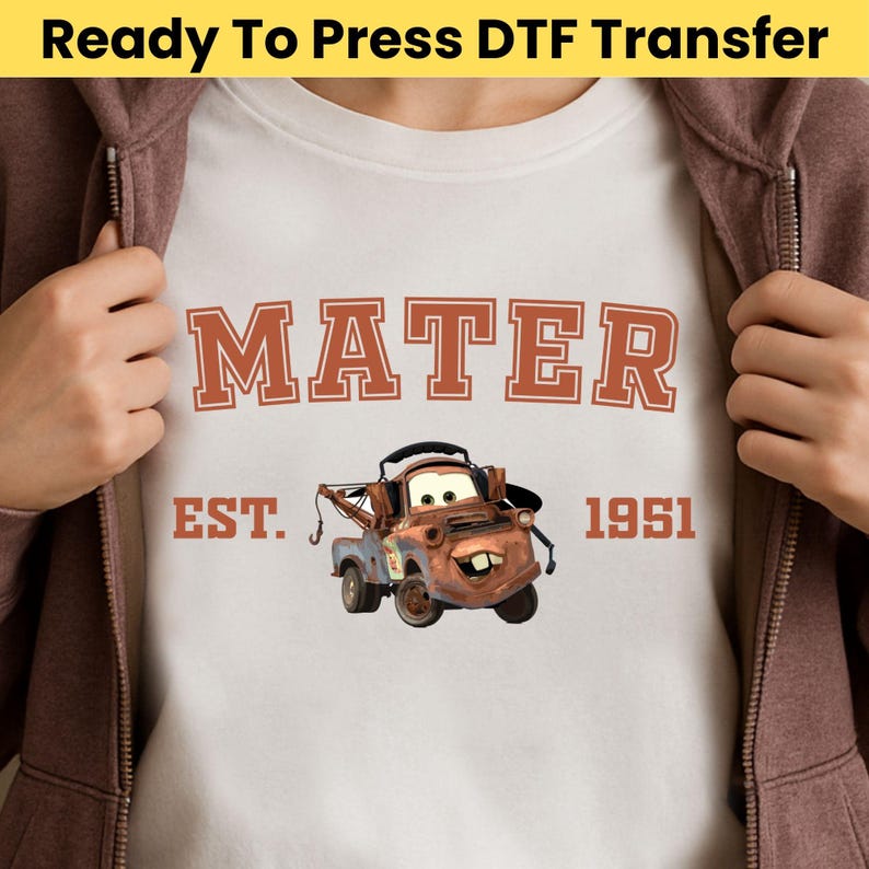 Mater Ready To Press DTF Transfer, Cars Movie Cartoon, DTF Print, T-Shirt Design image 5