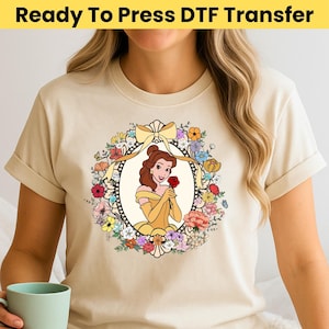 Retro Princesses Belle DTF, Princesses Coquette DTF Transfer, Princess Watercolor Heat Transfer, Disneyland Family Trip Birthday DTF