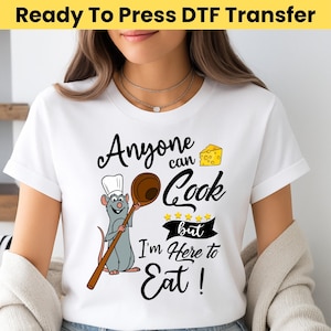 Disney Ratatouille Remy DTF Transfer - Ratatouille Anyone Can Cook Kitchen Mom Gifts, Chef Mouse Couple Apron, Apron For Dad, Mouse Chef