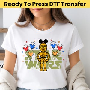 Disney Star Wars Mickey Balloon DTF, C3Po DTF, Star Wars Characters DTF Transfer, Star Wars Group Dtf, Disney Star Wars Shirt, Star Wars Dtf