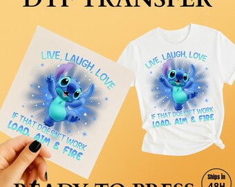 Stitch - Live Laugh Love DTF Transfer - Ready To Press