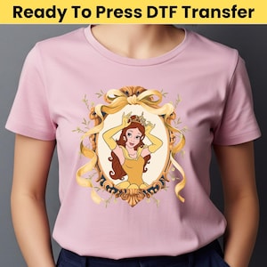 Disney Princesses Belle DTF - Princesses Coquette DTF Transfer - Princess Watercolor Heat Transfer, Disneyland Family Trip Birthday DTF
