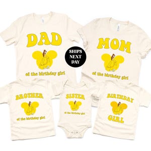 Yellow Belle Princess Shirt,  Birthday Girl Family Matching Gift for Daughter Kid Toddler Themed Party Tee Minimal For Her Pastel Sweatshirt