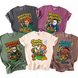 Funny Halloween Cereal Shirt, Custom Scary Movie Characters Sweatshirt, Personalized Boo Spooky T-shirt, Bestseller Trendy Comfort Colors®