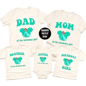 Mermaid Birthday Girl Shirt, Princess Family Matching Gift for Daughter Kid Toddler Themed Party Tee Minimal For Her Pastel Queen Sweatshirt