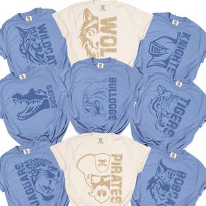 Mascot Team Name Shirt, High School College Football, Baseball Pennant, Personalized High School Sweatshirt Softball T-Shirt Comfort Colors®