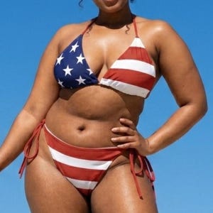 American Flag Triangle String Bikini