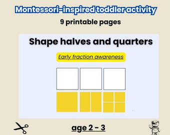 Shape Halves and Quarters Printable - Montessori-inspired sorting activity for toddlers - visual logic game for ages 2–3