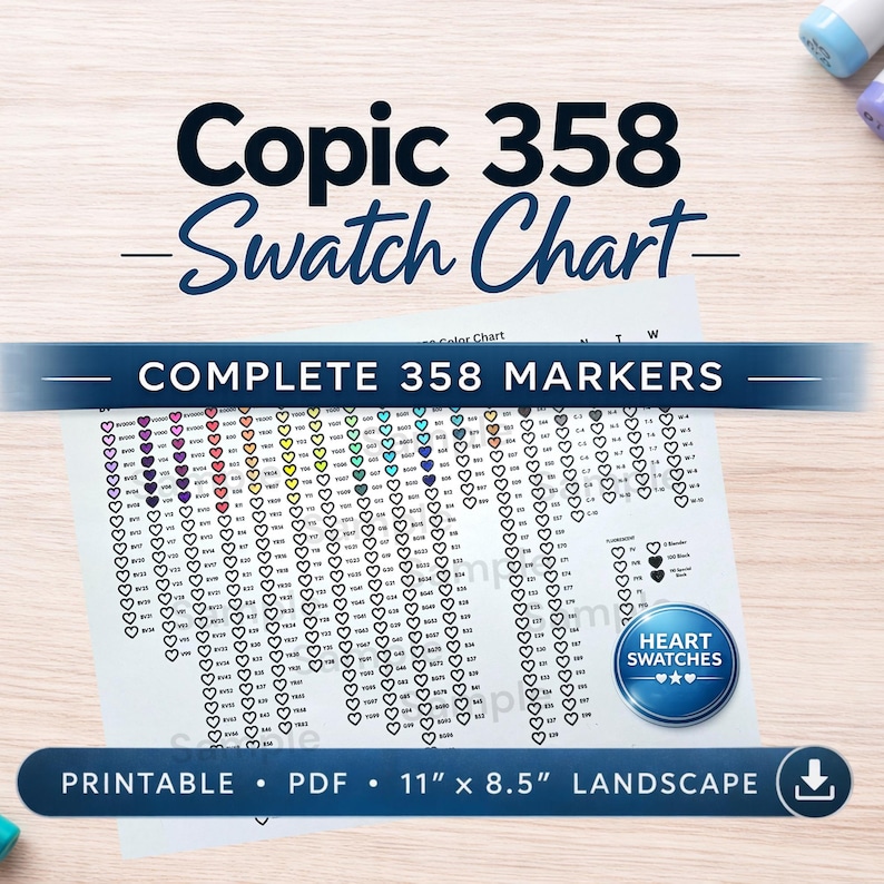 Copic 358 Marker Swatch Chart Printable | Copic Sketch Color Chart ...