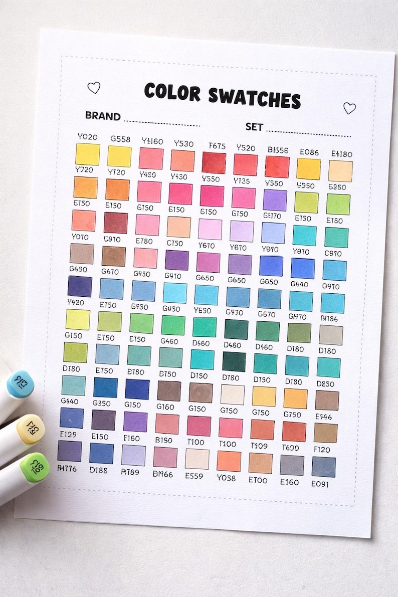 Printable Color Chart & Swatch Tracker Pages – Digital Download PDF ...