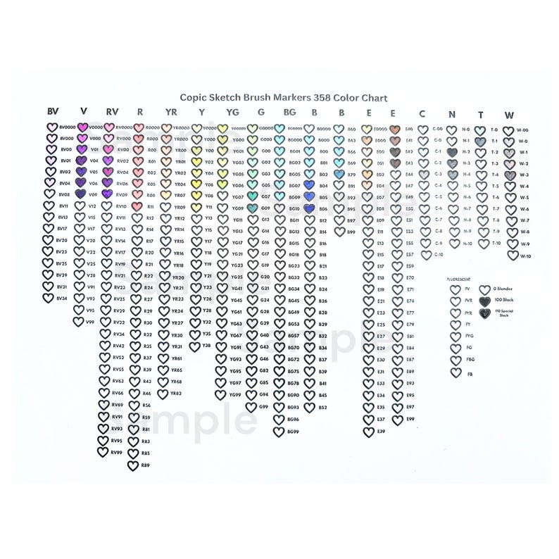 W1 Copic Code Copic 358 Marker Swatch Chart Printable | Copic Sketch Color Chart ...