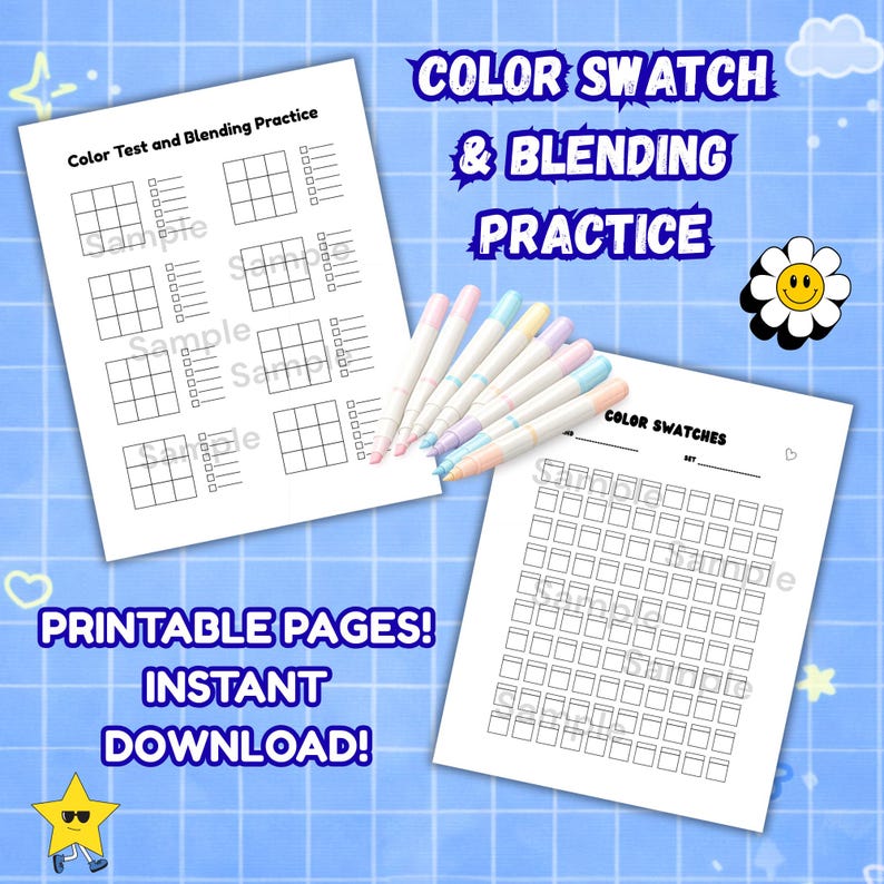 Printable Color Chart & Swatch Tracker Pages – Digital Download PDF ...