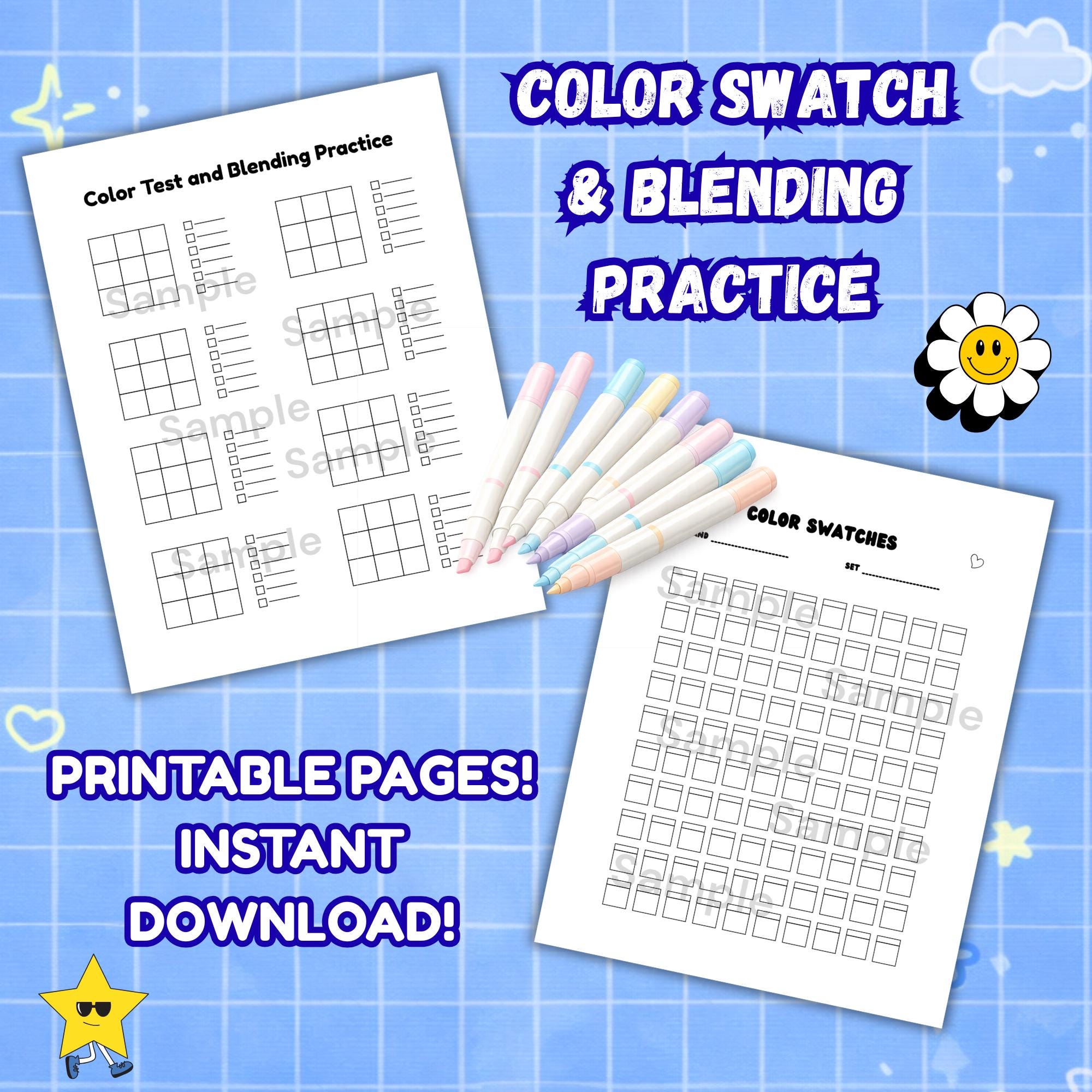 Printable Color Chart & Swatch Tracker Pages – Digital Download PDF ...