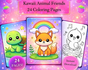 24 Easy Cute Animal Coloring Pages – Bold & Simple – Relaxing Printable PDF