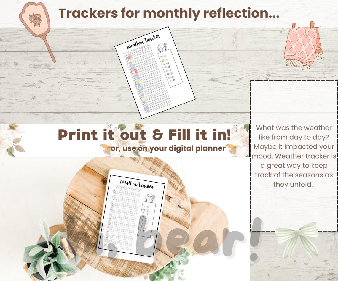 Weather Tracker Printable: Cozy Journal Page, Mood Tracker (A4/A5 PDF ...