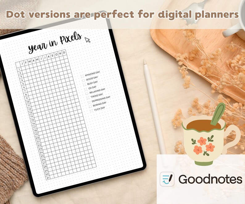 Year in Pixels Mood Tracker Printable: Kawaii Journal Page (A4/A5 PDF ...