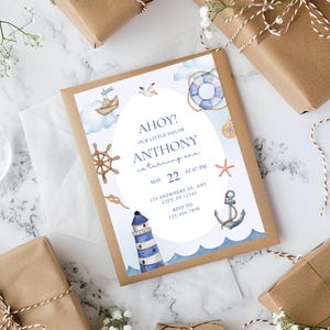 Sailor Birthday Invitation | Ahoy Nautical Party Invite | Printable Ocean Theme for Boy