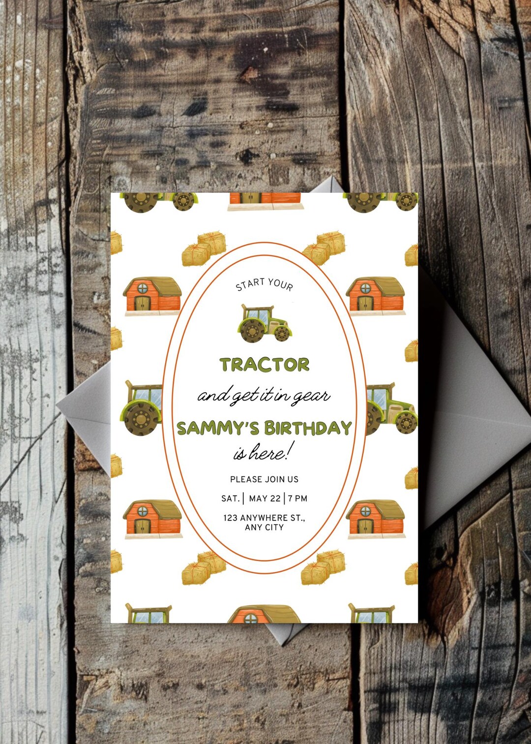 Tractor Birthday Invitation Boy – Farm Theme Party Invite – Editable ...