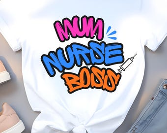 T-shirt verpleegkundige moeder | Kleurrijk graffiti-ontwerp voor verpleegkunde